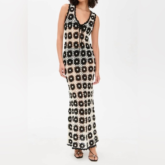 Show Me Your MuMu Other - Show Me Your Mumu Vacay Tank Coverup White Black Checkers Floral Crochet Medium